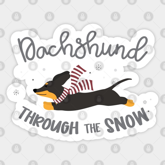 Dachshund Through the Snow Typography © GraphicLoveShop Sticker by GraphicLoveShop